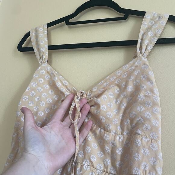 Abercrombie & Fitch Yellow Floral Tie Front Side Slit Midi Sundress Sz M Daisy - Picture 5 of 12
